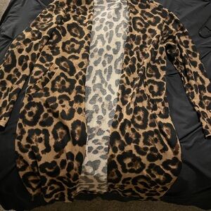 SHEIN Leopard Print Cardigan in Brown and Black